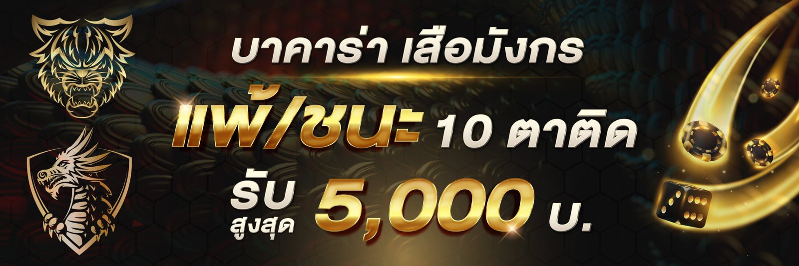 บาคาร่า เสือมังกร แพ้/ชนะ 10 ตาติด รับสูงสุด 5,000
